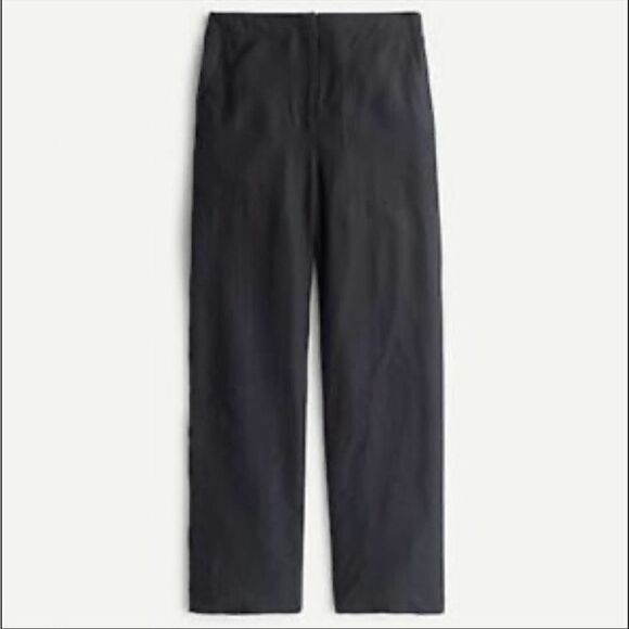 J.Crew Straight-leg Linen Feel Black pants with surplus pockets - Picture 1 of 8